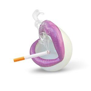 Ceramic Ash Receptacle - Lips Shaped Ashtray Holder for Cigarettes
